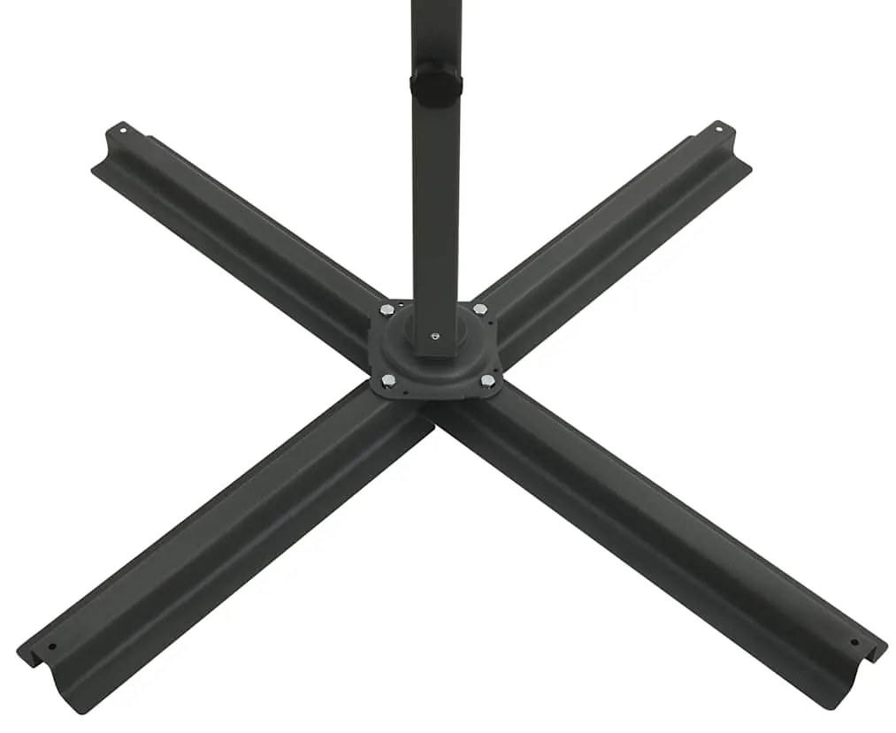 Guarda-sol jardim cantilever c/ poste/luzes LED 300cm terracota