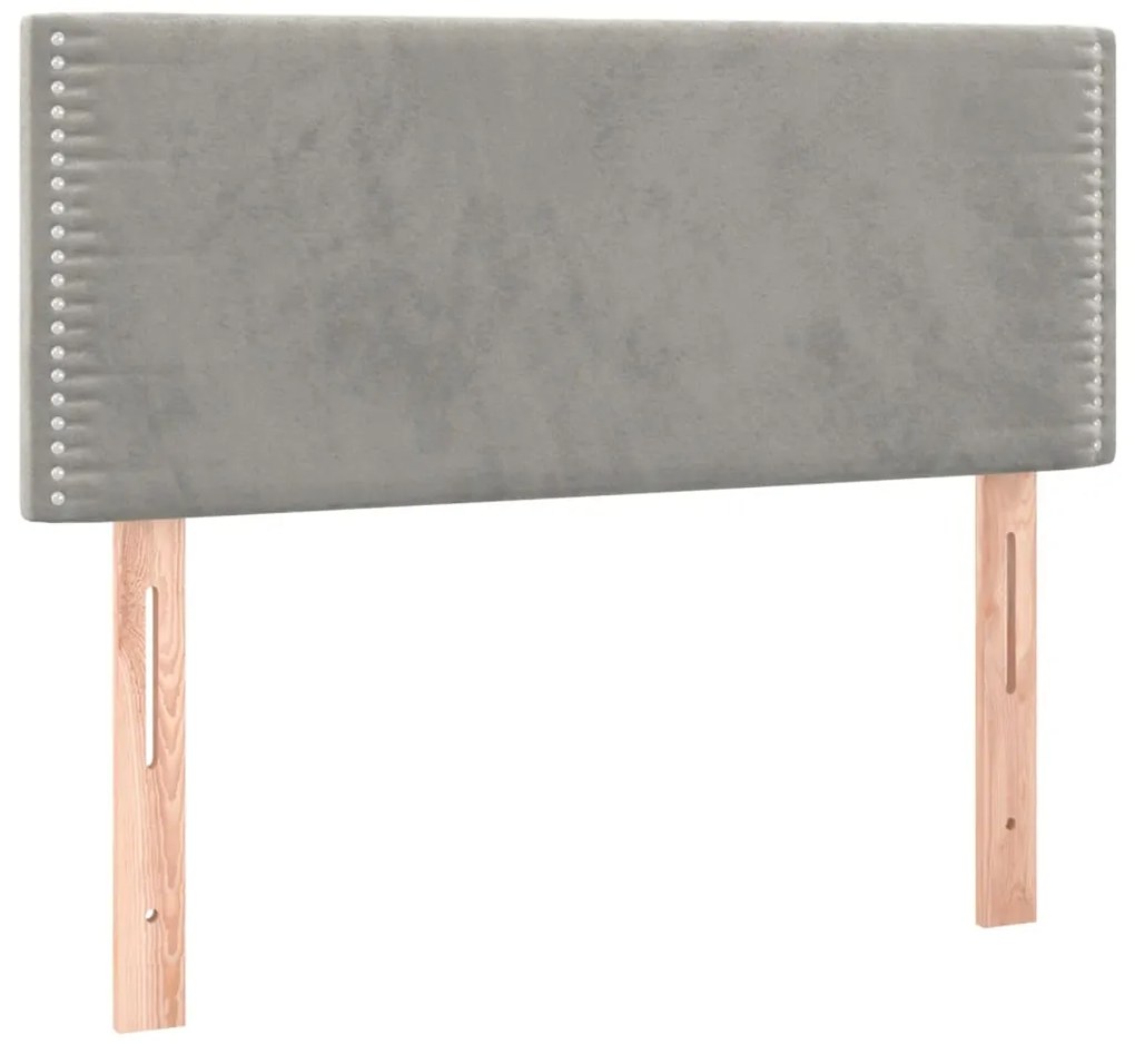 Cama box spring c/ colchão/LED 90x200 cm veludo cinzento-claro