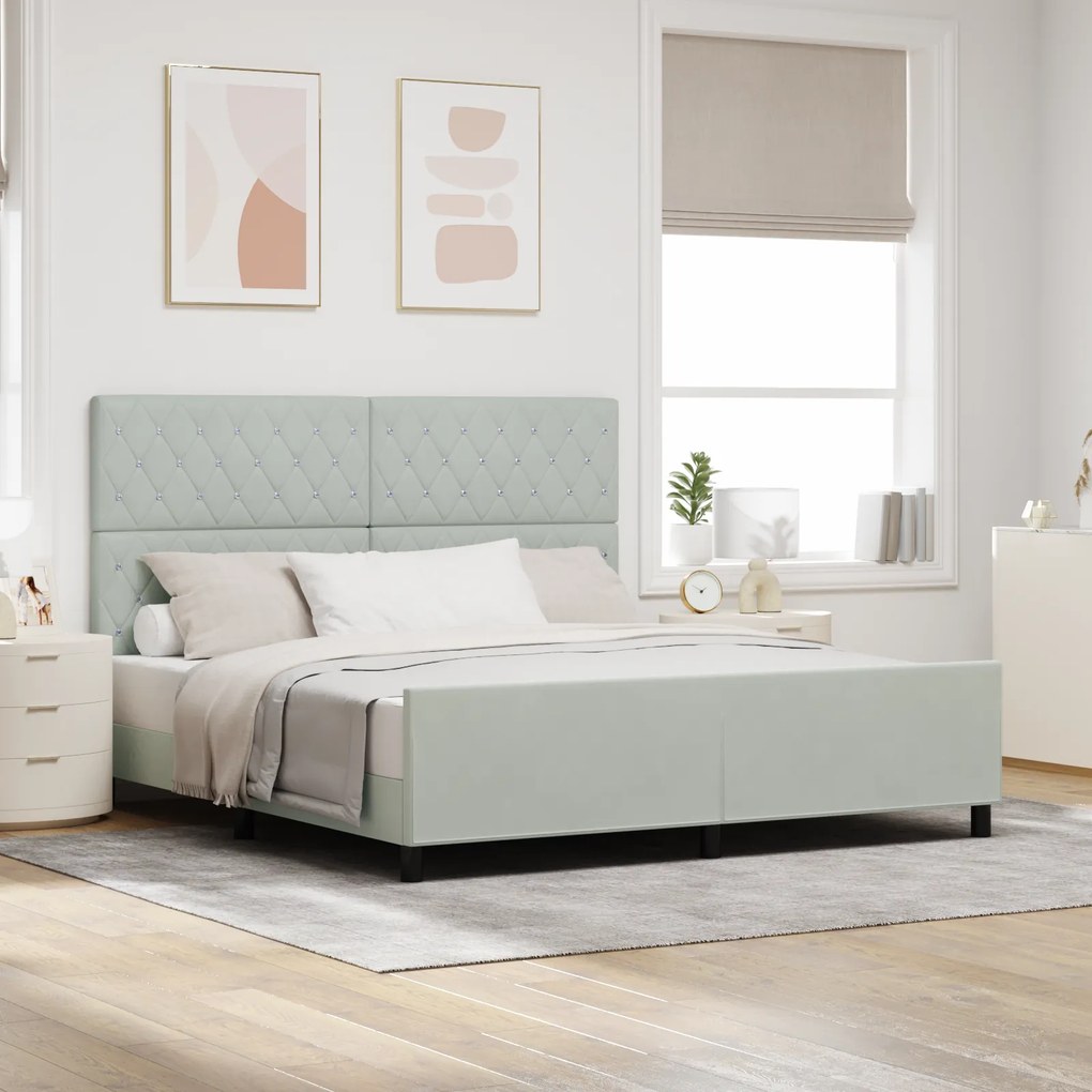 Cama vidaXL Cinza Claro 180x200 cm Veludo