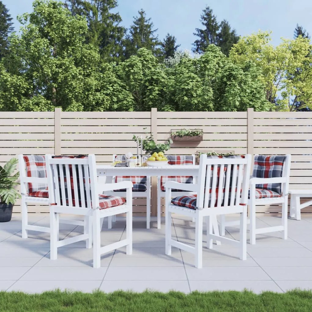 vidaXL Almofadões lombares cadeiras jardim 6pcs tecido xadrez vermelho
