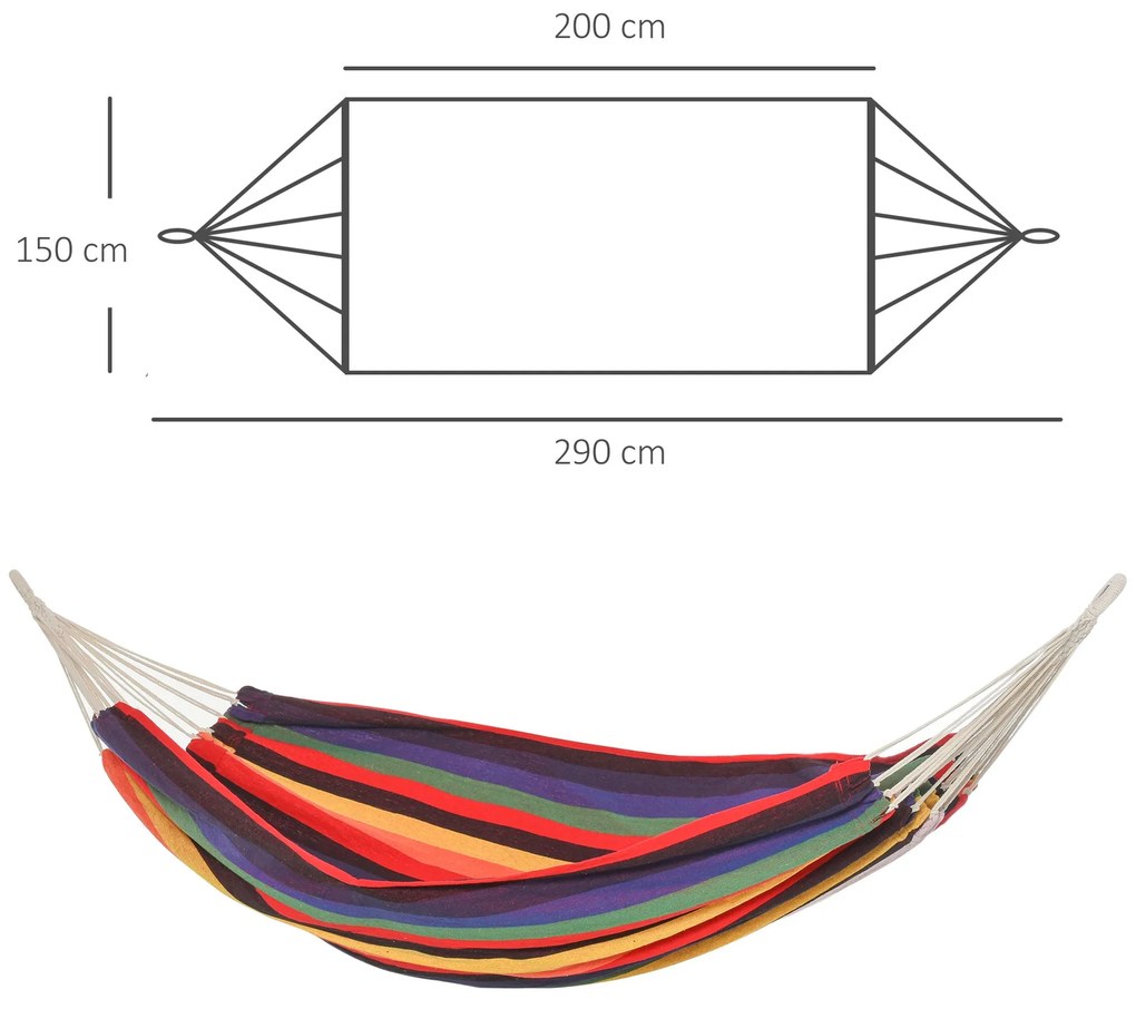 Outsunny Rede Suspensa de Algodão 290x150 cm Carga 150 kg Portátil Ind