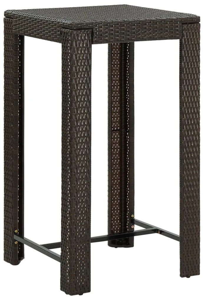 45870 vidaXL Mesa de bar para jardim 60,5x60,5x110,5 cm vime PE castanho