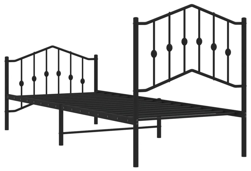 Estrutura de cama com cabeceira e pés 90x190 cm metal preto