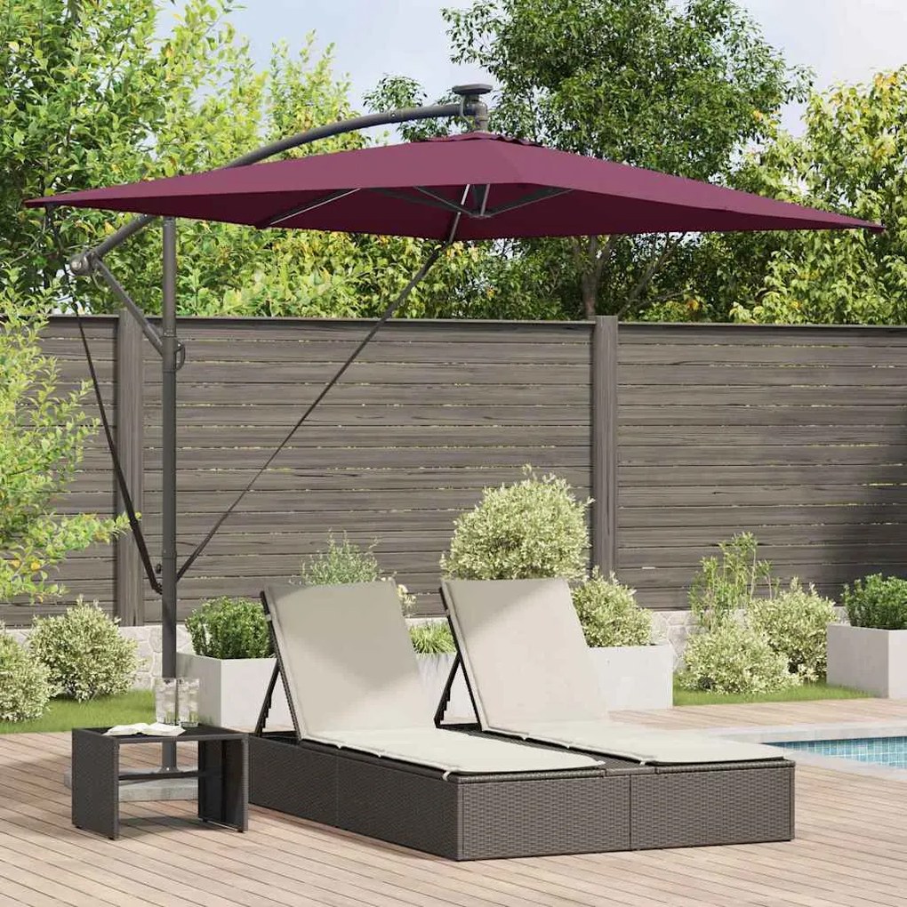 vidaXL Guarda-sol de Bananeira Cantilever com bloqueio Vermelho bordô