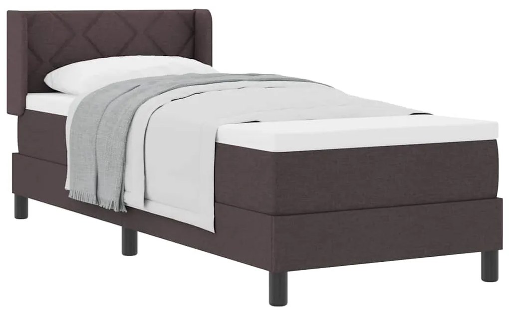 Cama Box com almofada Marrom Escuro 80 x 200 cm Tecido e Espuma