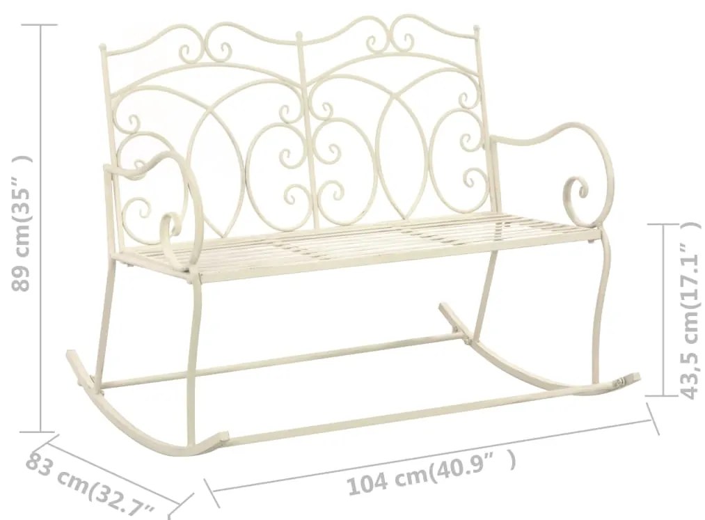 Banco de jardim 104 cm ferro branco antigo