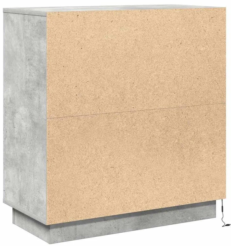 Buffet vidaXL com LED Cinza Concreto 71x34,5x75 cm de madeira engenhei