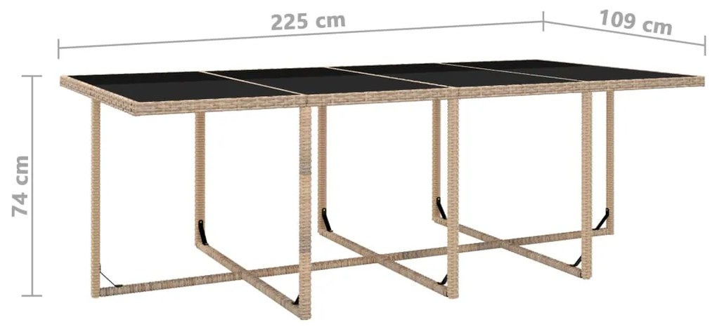 13 pcs conjunto jantar exterior com almofadões vime PE bege