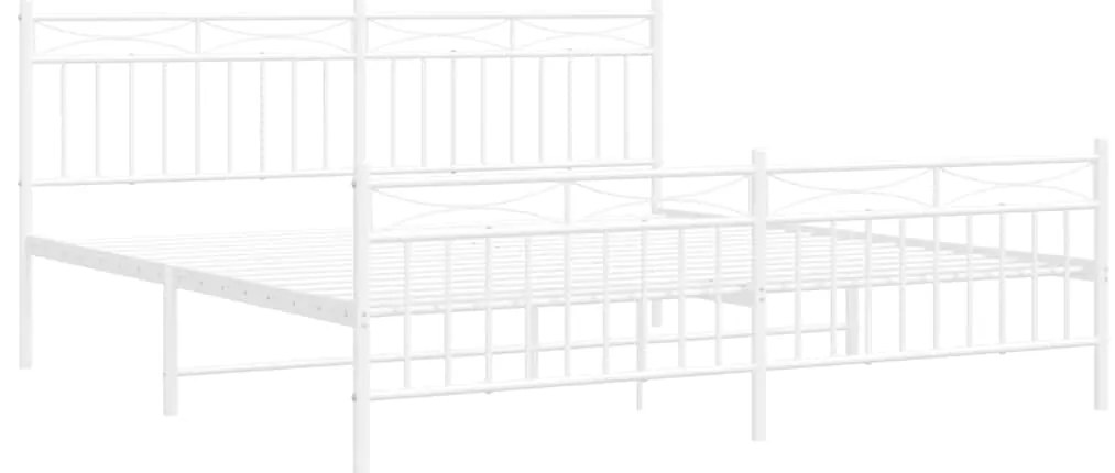 Estrutura de cama com cabeceira e pés 183x213 cm metal branco