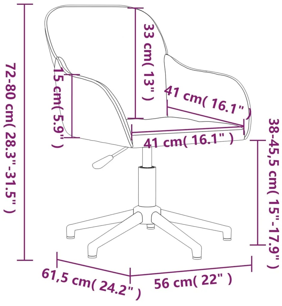 Cadeiras de jantar giratórias 2 pcs veludo cor creme