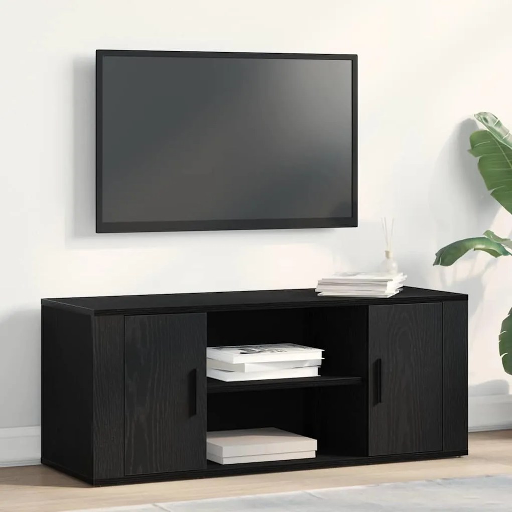 Armário para TV vidaXL Preto Carvalho 100x35x40 cm Madeira de Engenhar