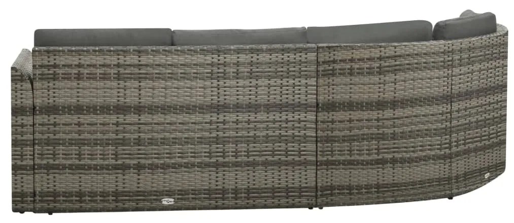 4 pcs conjunto lounge de jardim c/ almofadões vime PE cinzento