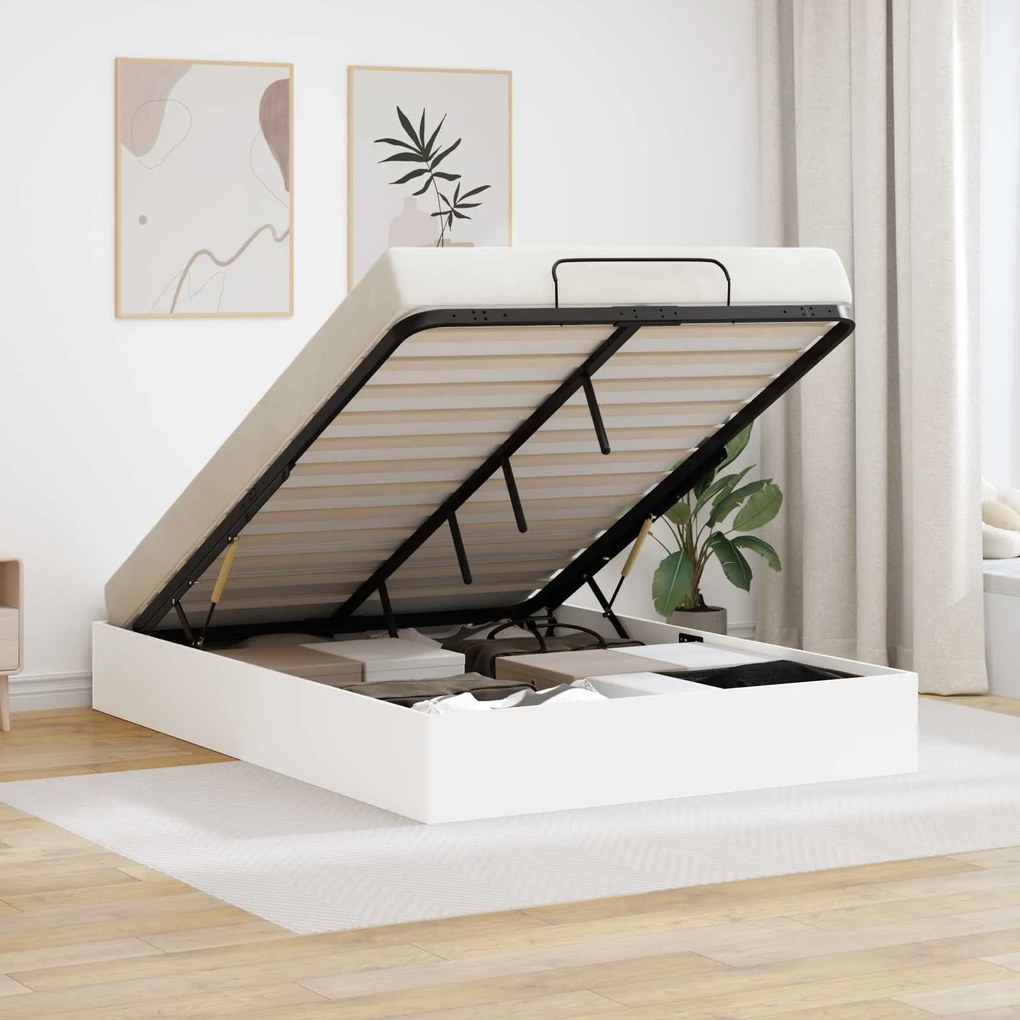 vidaXL Estrutura de Cama Ottoman Branco 193 x 120 x 25 cm Compensado