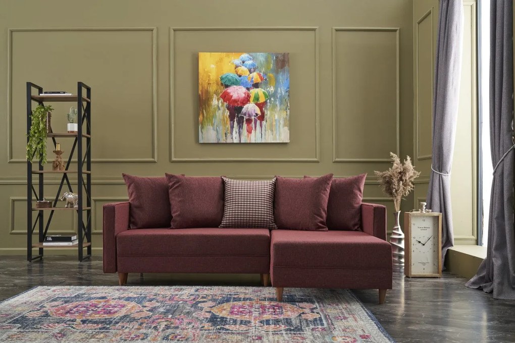 Sofá-Cama de Canto Aydam – Vermelho Claret – 215x80x150 cm