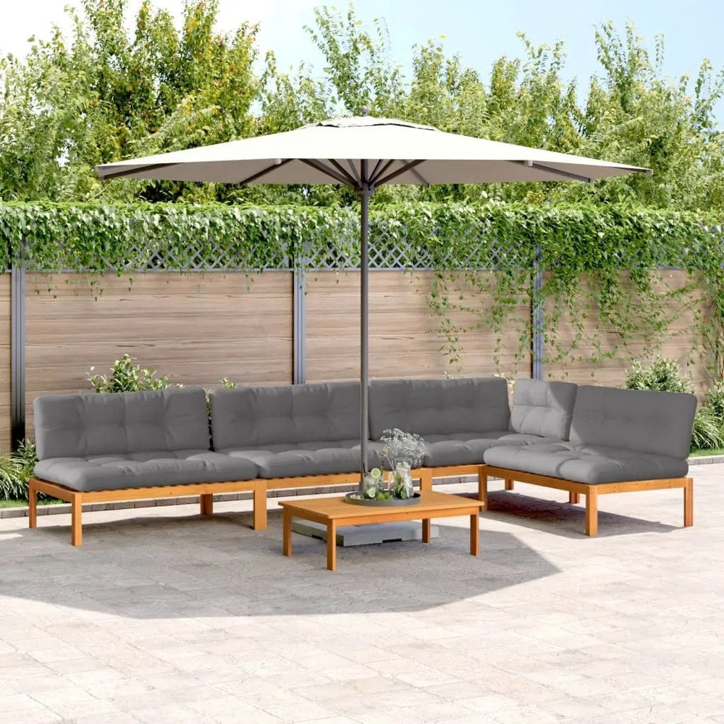 vidaXL 5 pcs móveis de paletes p/ jardim com almofadões acácia maciça