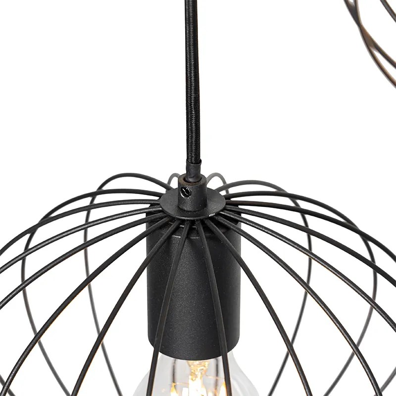 Candeeiro de suspensão industrial preto 3 luzes - Margarita Design