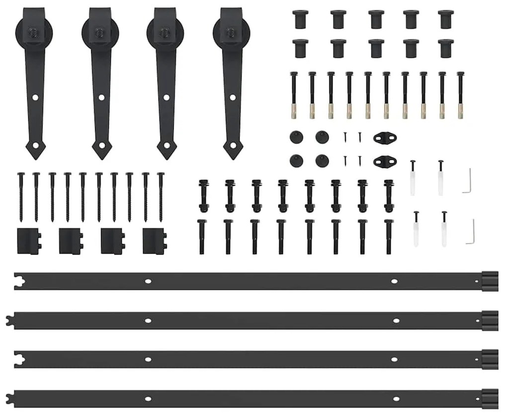 Kit de ferragens para porta deslizante 427 cm aço preto