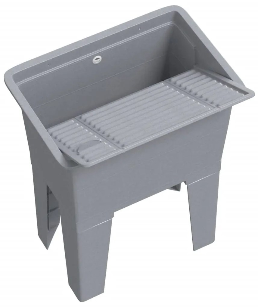 Tanque de lavar roupa 59x41x75 cm resina cinzento