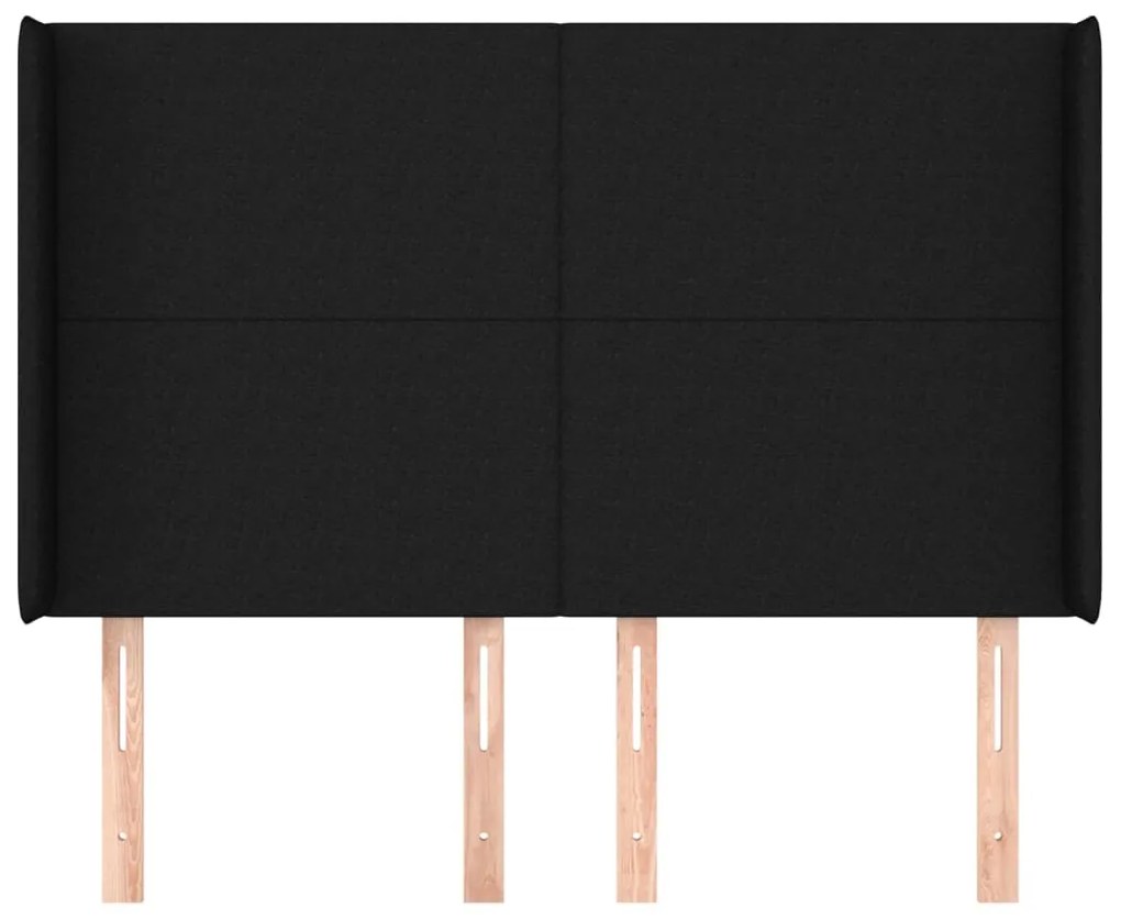 Cabeceira de cama c/ abas tecido 147x16x118/128 cm preto