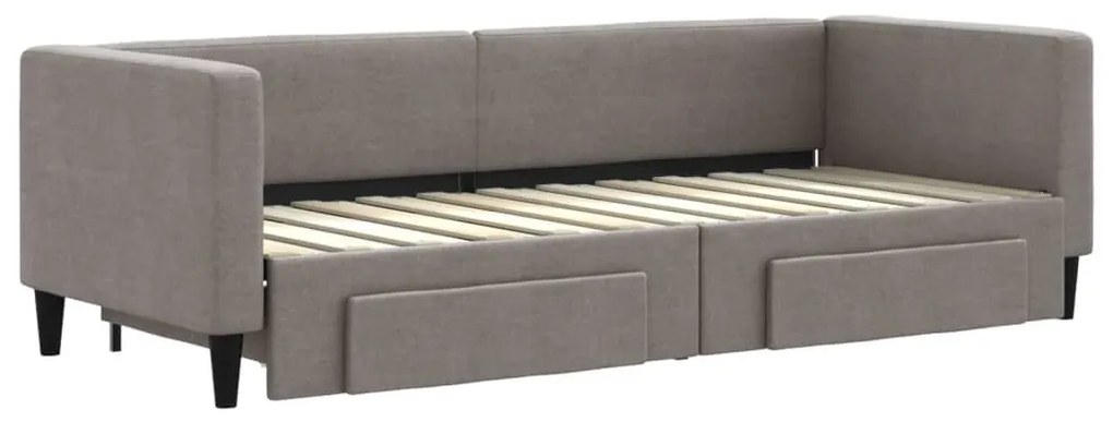 Sofá-cama c/ gavetão/gavetas 80x200 cm tecido cinza-acastanhado