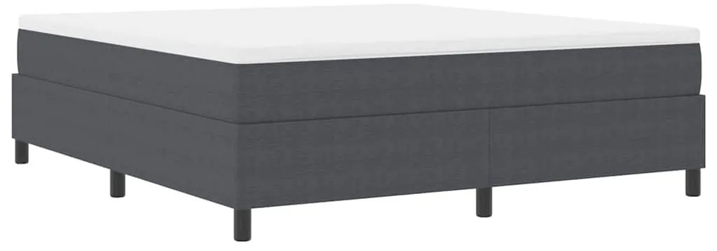 Cama Box com colchão cinza escuro, tamanho Super King, feita de tecido