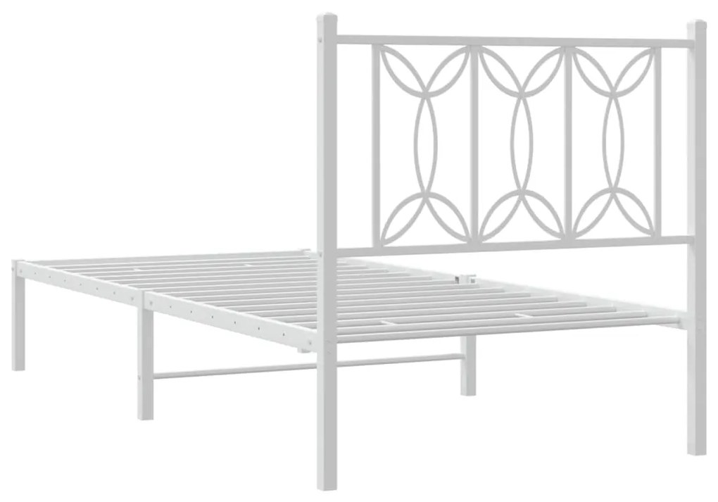 Estrutura de cama com cabeceira 75x190 cm metal branco