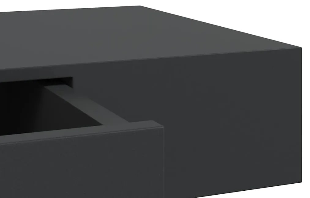 Prateleira de parede suspensa com gaveta 80x25x8 cm preto