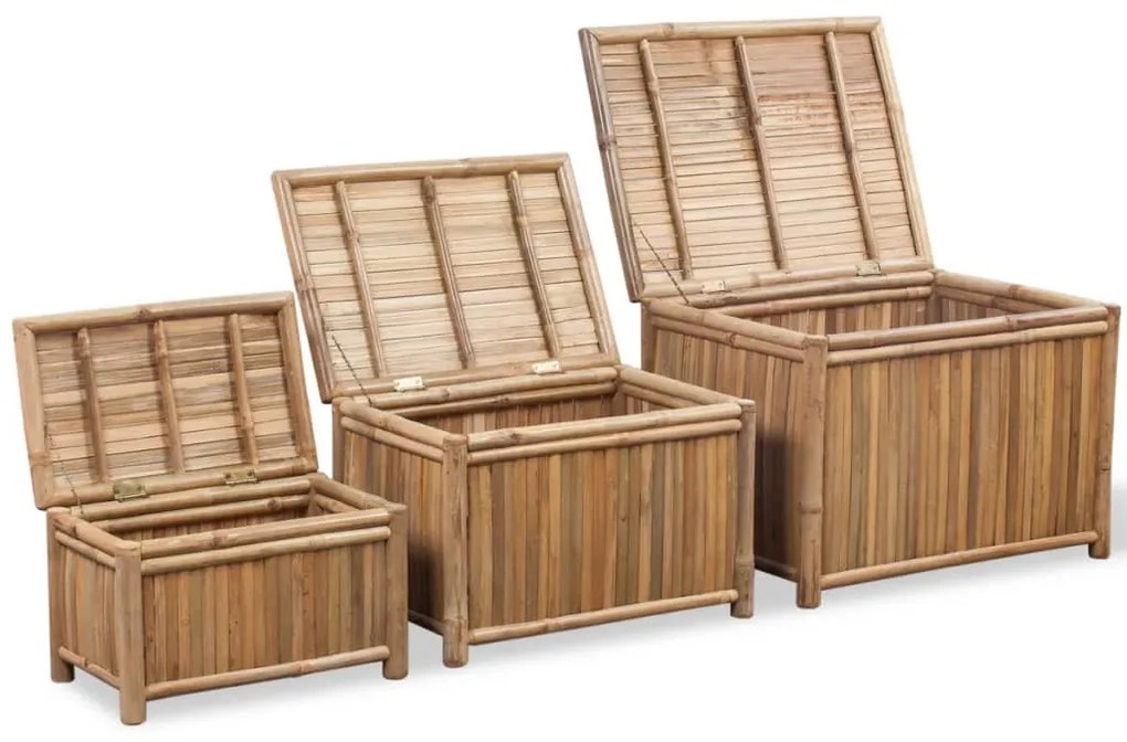 Conjunto 3 caixas de armazenamento de bambu