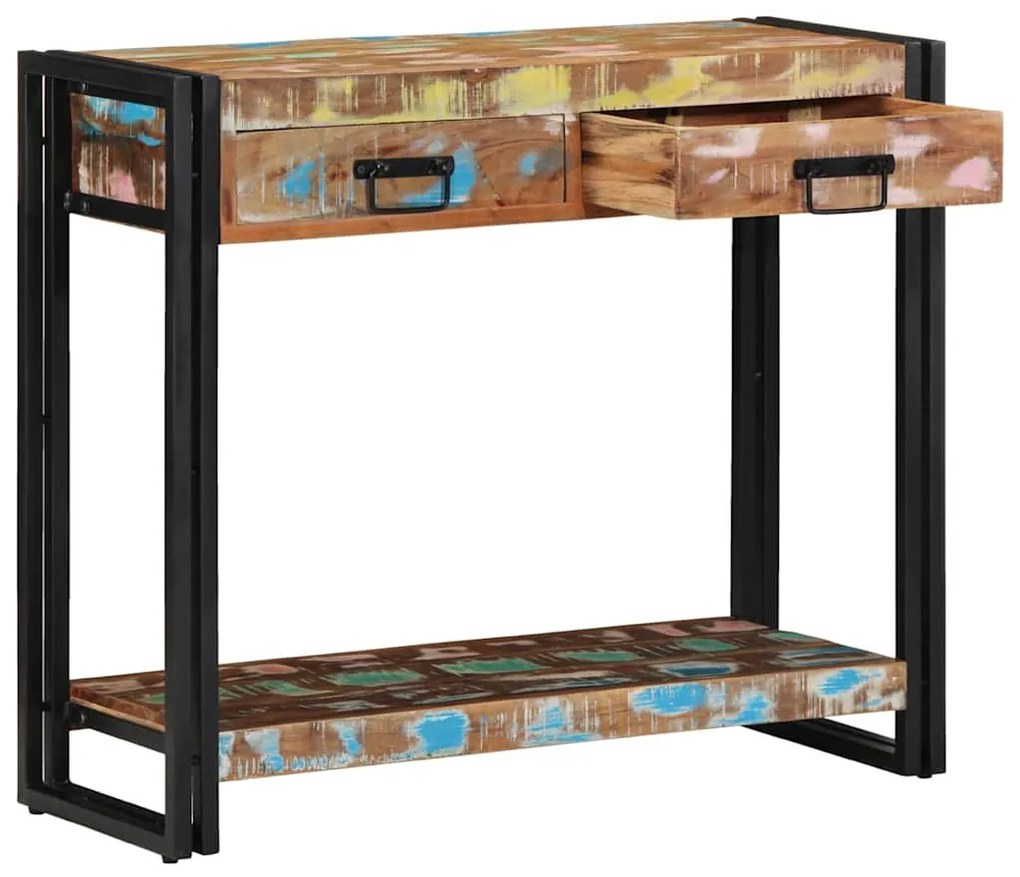 Mesa de Consola vidaXL Multicolorida em Madeira recuperada e Metal