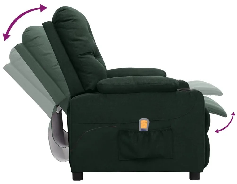 Poltrona de massagens tecido verde-escuro