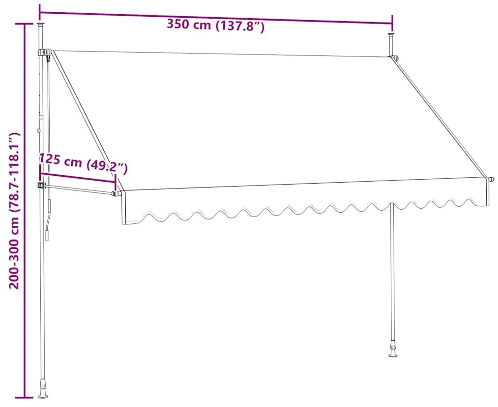 Toldo retrátil manual 350 cm creme