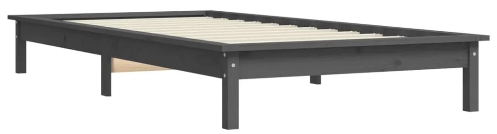 Estrutura de cama 90x200 cm pinho maciço cinzento
