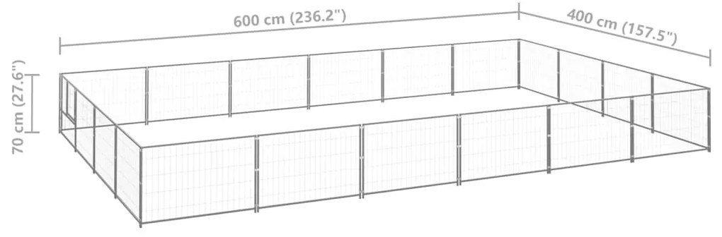 Canil para cães 24 m² aço prateado