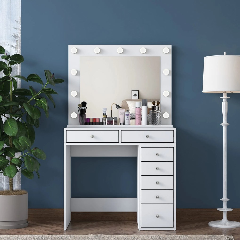 Mesa de Maquilhagem BJ115 – Branco – 90 cm x 153,4 cm x 44,5 cm