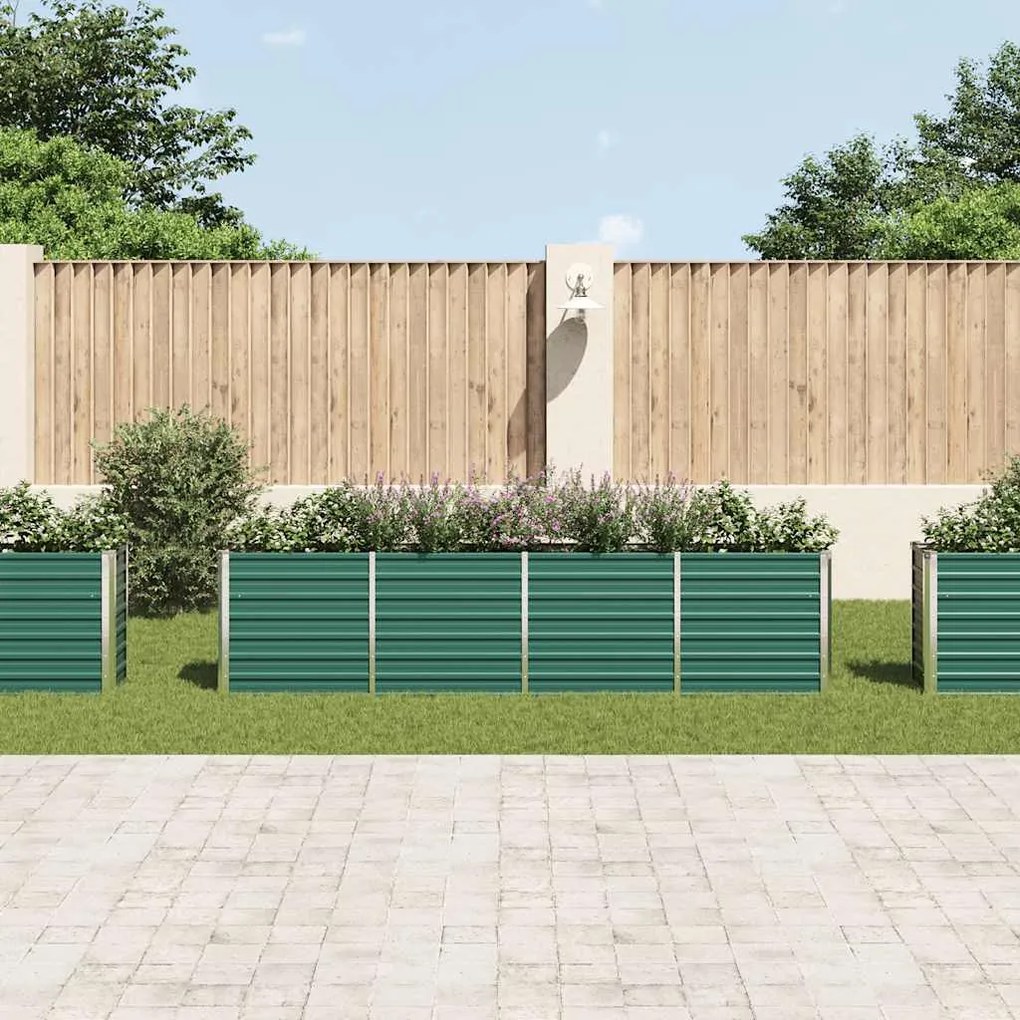 Canteiro jardim elevado 320x40x77 cm aço galvanizado verde