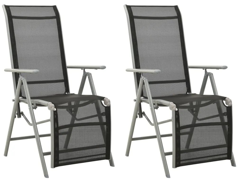 vidaXL Cadeiras jardim reclináveis 2 pcs textilene e alumínio prateado