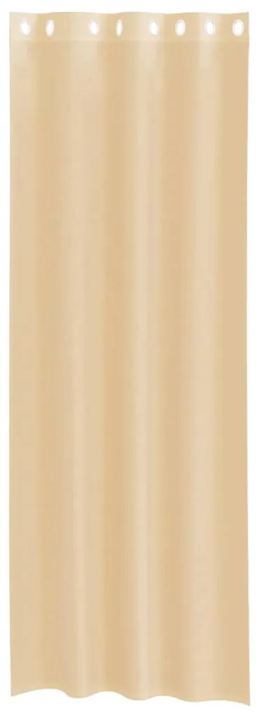 Cortinas de voile com ilhós 2 pcs areia
