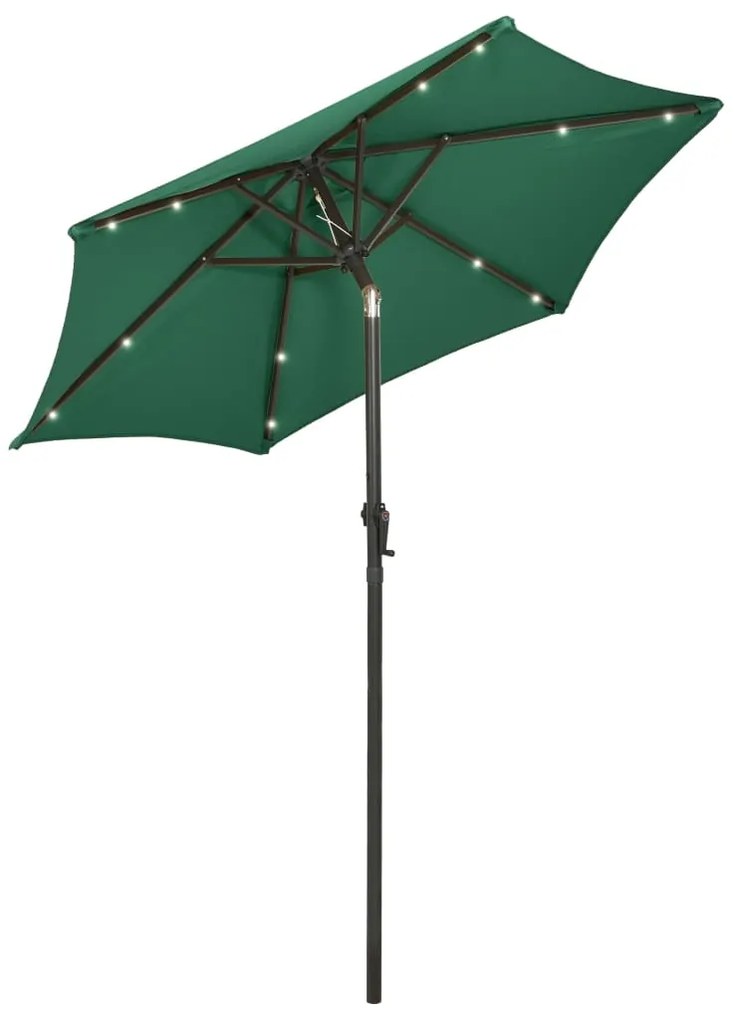 Guarda-sol de jardim com luzes LED 200x211 cm alumínio verde