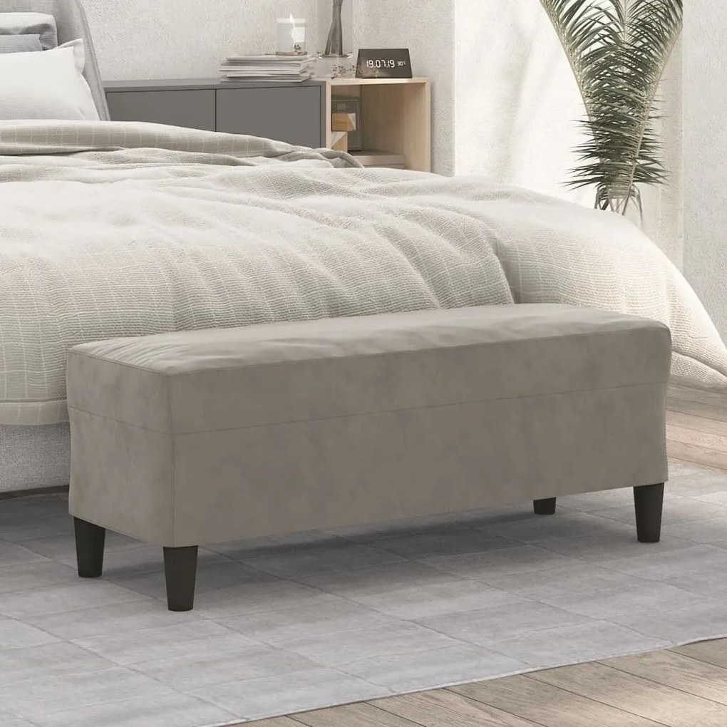 349421 vidaXL Banco 100x35x41 cm veludo cinza-claro