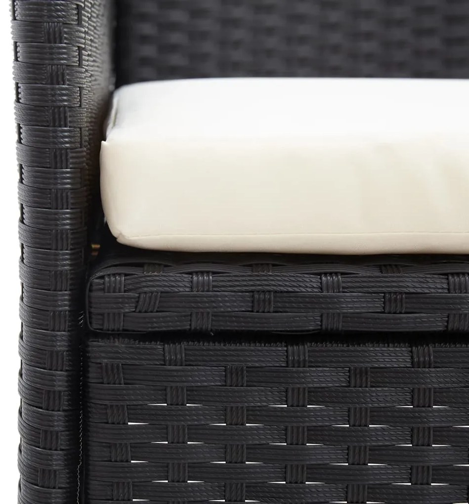 Banco de jardim 2 lugares com mesa centro 143 cm vime PE preto