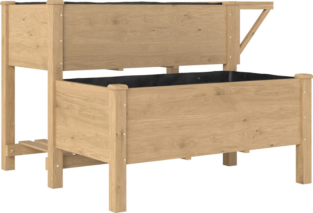 Outsunny Canteiro Elevado para Horta Jardineira a 2 Níveis 119.5x102x76.5cm Castanho | Aosom Portugal