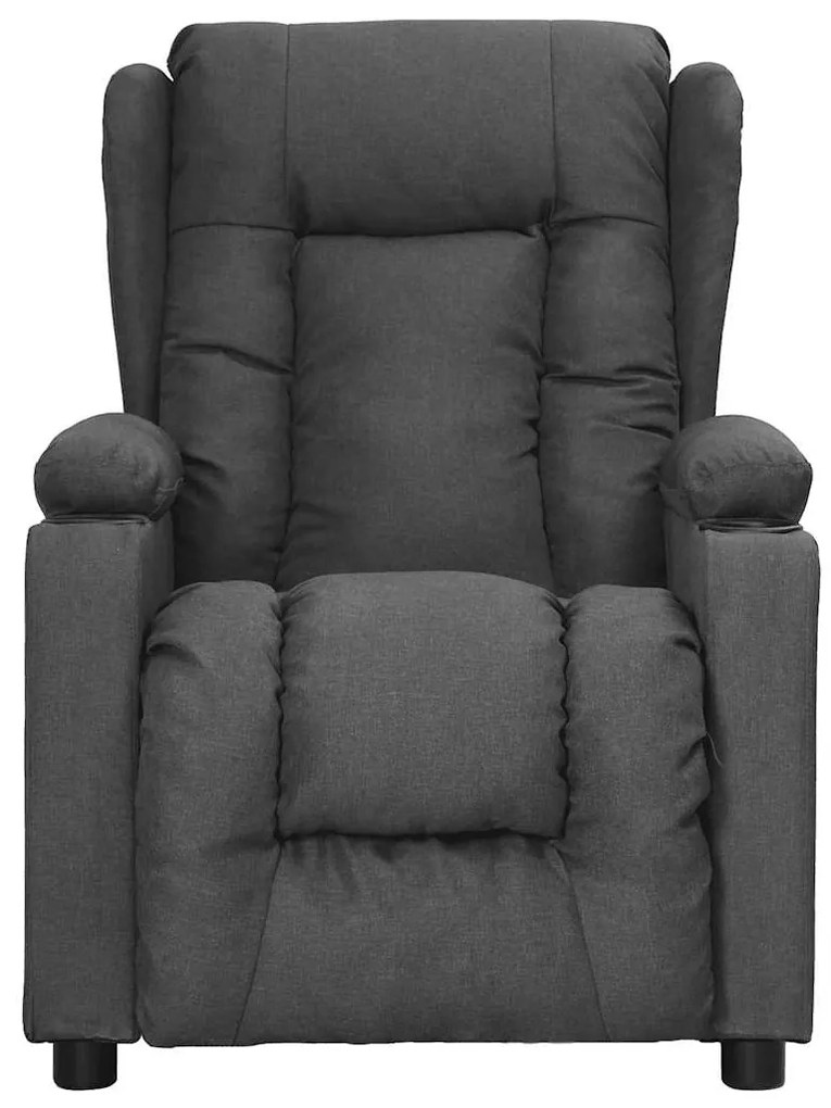 Poltrona de massagens elevatória tecido cinzento-escuro