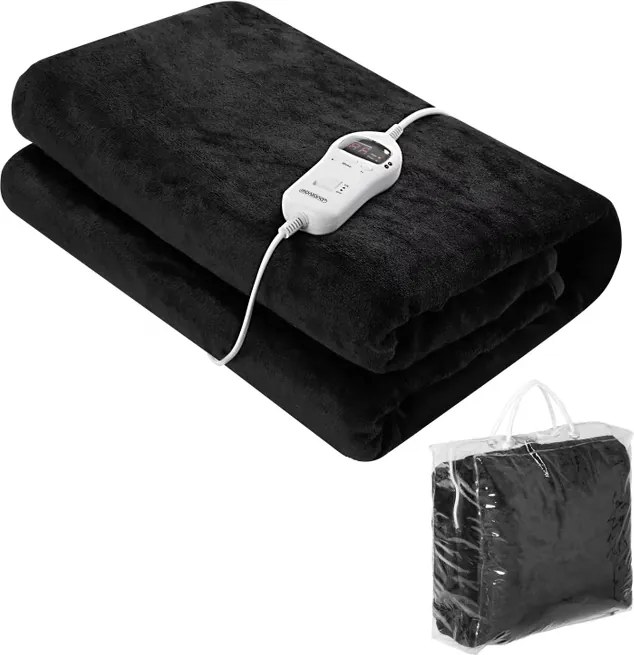 Manta aquecida de velo suave 180 x 130 cm Antracite