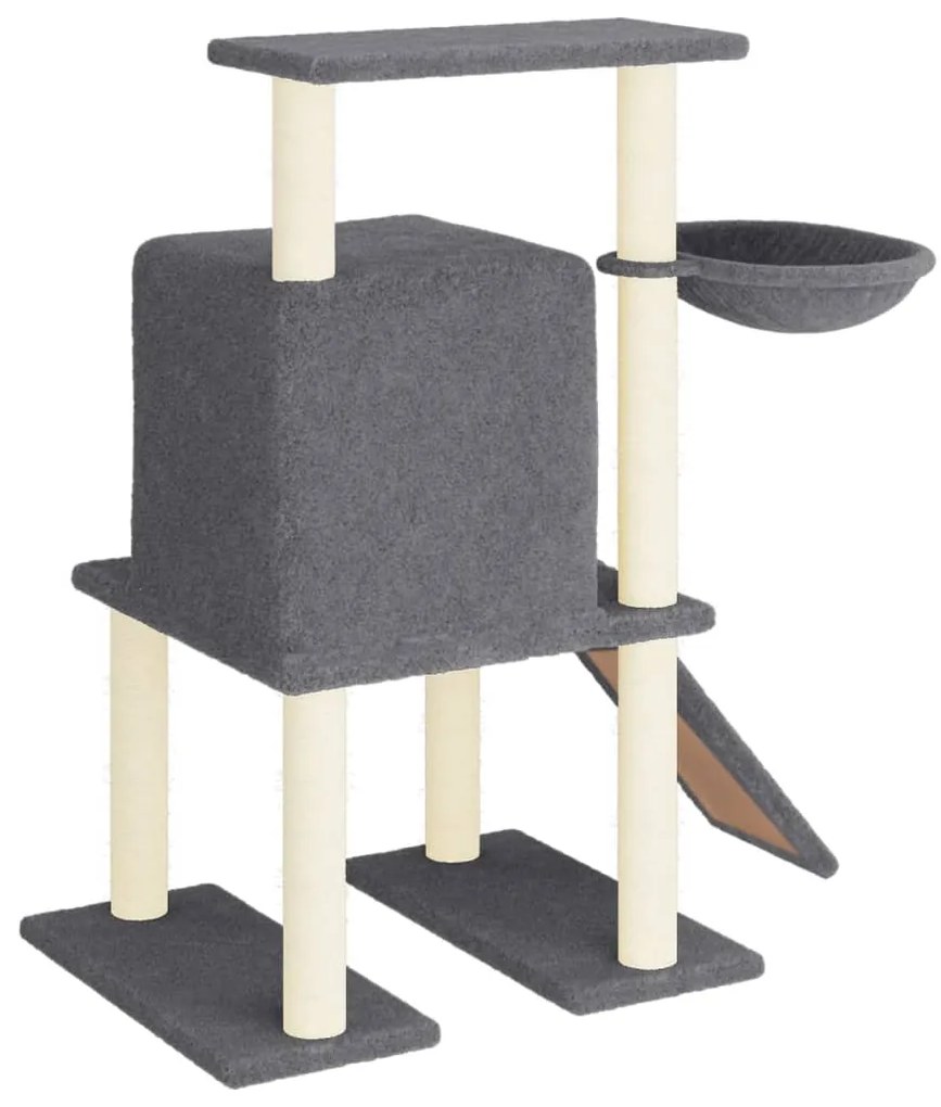 Árvore gatos c/ postes arranhadores sisal 96,5 cm cinza-escuro
