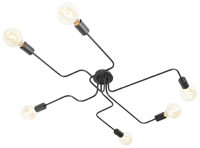 Candeeiro de teto design preto 6 luzes - Facile Design