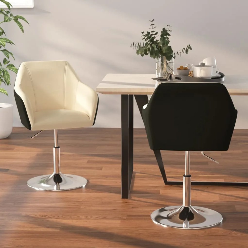 vidaXL Cadeiras de jantar 2 pcs couro artificial cor creme e preto