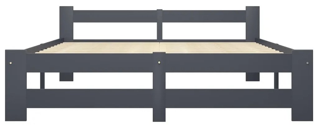 Estrutura de cama 160x200 cm pinho maciço cinzento-escuro