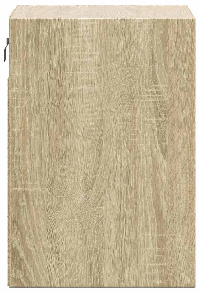 Mesa de cabeceira de parede com luzes LED carvalho sonoma