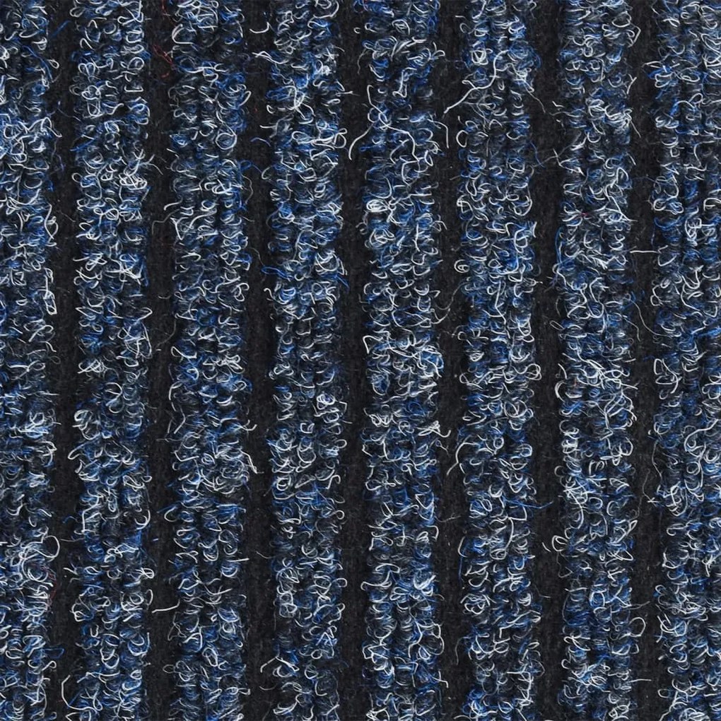 Tapete de porta às riscas 80x120 cm azul