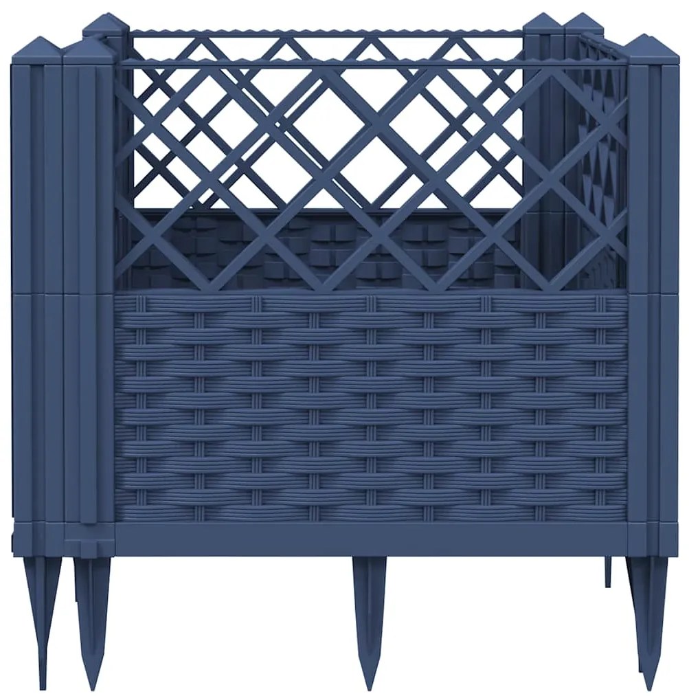 Vaso/floreira de jardim c/ estacas 43,5x43,5x43,5cm PP cinzento azul